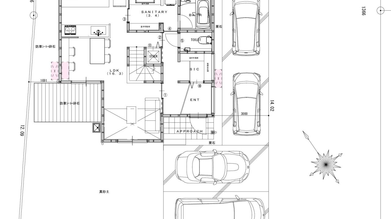 『プライムホーム施工』『長船町福里』８の字型の家事動線＆２階までリビングに取り込んだ生活提案住宅