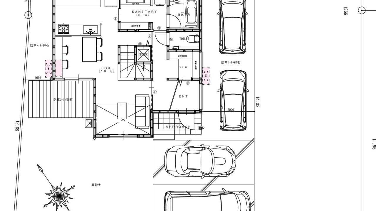 『プライムホーム施工』『長船町福里』８の字型の家事動線＆２階までリビングに取り込んだ生活提案住宅